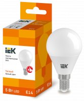 Лампа светодиодная G45 шар 5Вт 230В 3000К E14 IEK