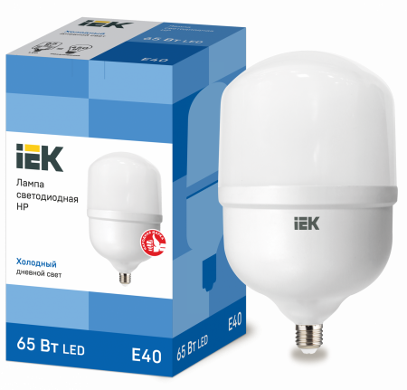 Лампа светодиодная HP 65Вт 230В 6500К E40 IEK – №1