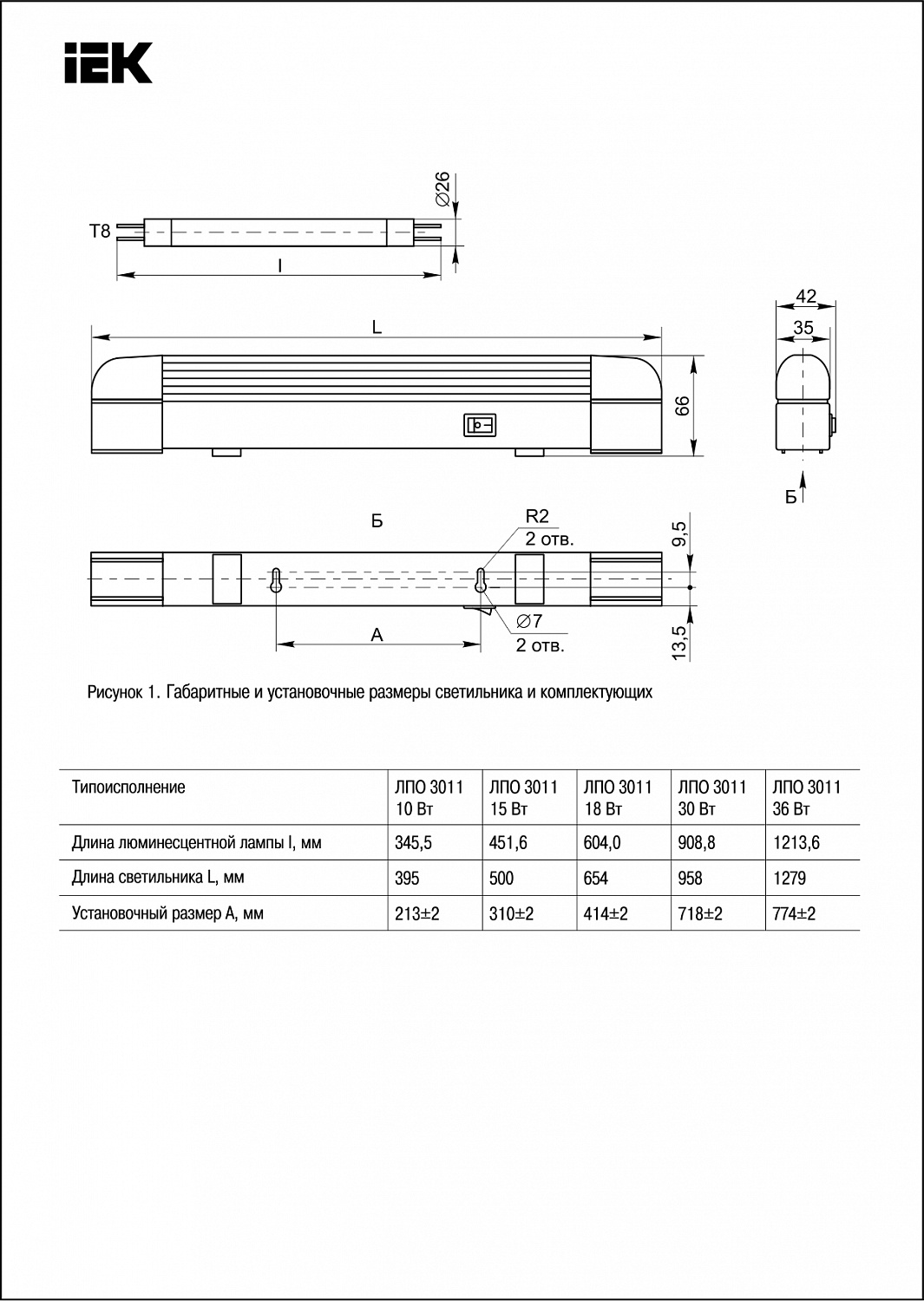 Светильник ЛПО3011 30Вт 230В T8/G13 IEK