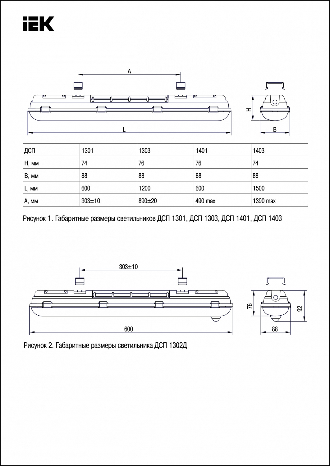 Светильник светодиодный ДСП 1302Д 20Вт IP54 серый (аналог ЛСП-2х18Вт) IEK